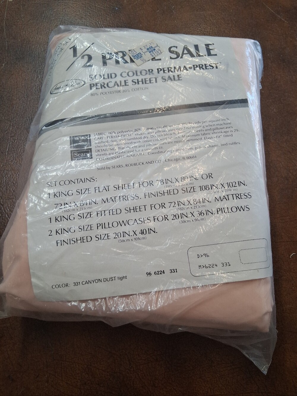 Vintage Sears Best Perma Prest King Size Sheet Set NOS